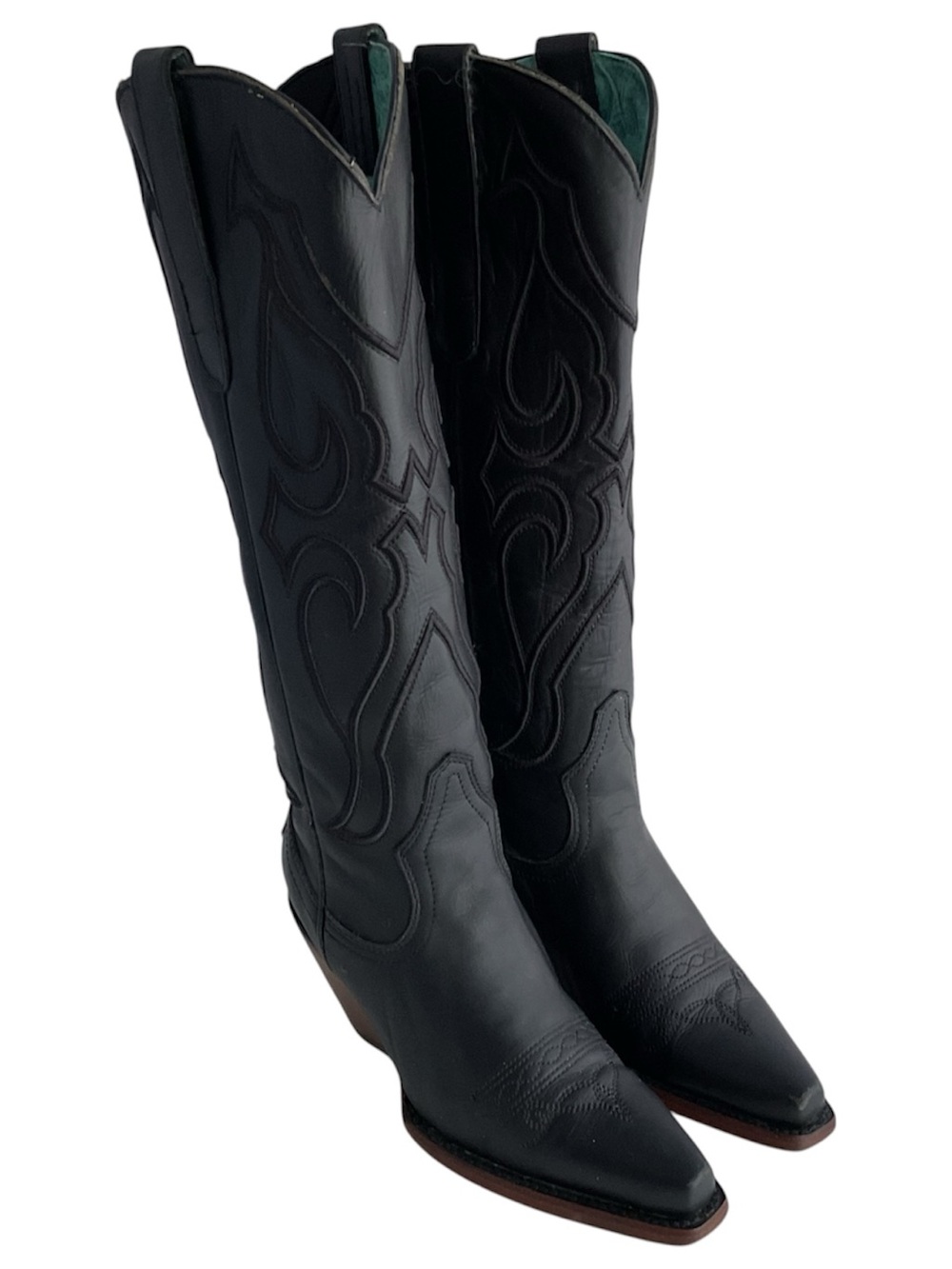 Corral Z5075 Stitch Pattern Inlay Snip Toe Black Tall Riding Boots Ladies Size 6